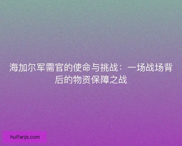 海加尔军需官的使命与挑战：一场战场背后的物资保障之战