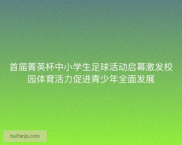 首届菁英杯中小学生足球活动启幕激发校园体育活力促进青少年全面发展